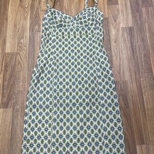 Ticci Tonetto Green and Blue Patterned Midi Dress